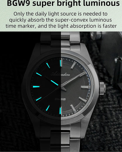 Herren-Sportuhr 36 mm mit Bubble-Glas und BGW9-Leuchtwerk