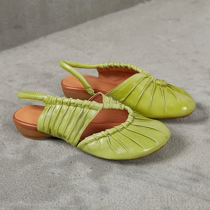 AIYUQI 2025, neue stil geschlossene zehen frauen sandalen Plissee nicht-slip Römischen sandalen für frauen Große größe sommer strand weibliche schuhe