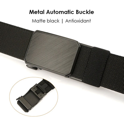 Herren-Gürtel Elastisch mit verstellbarer Passform und Automatische Schnalle aus Nylon 38 Mm Breite