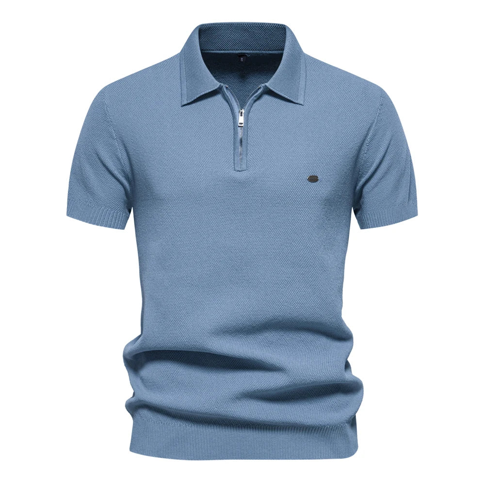 Premium Geripptes Herrenpoloshirt Leicht Atmungsaktiv