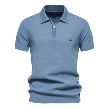 Premium Geripptes Herrenpoloshirt Leicht Atmungsaktiv