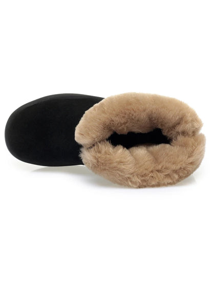 Damen Schnee Stiefel aus echtem Leder mit warmem Wollfutter