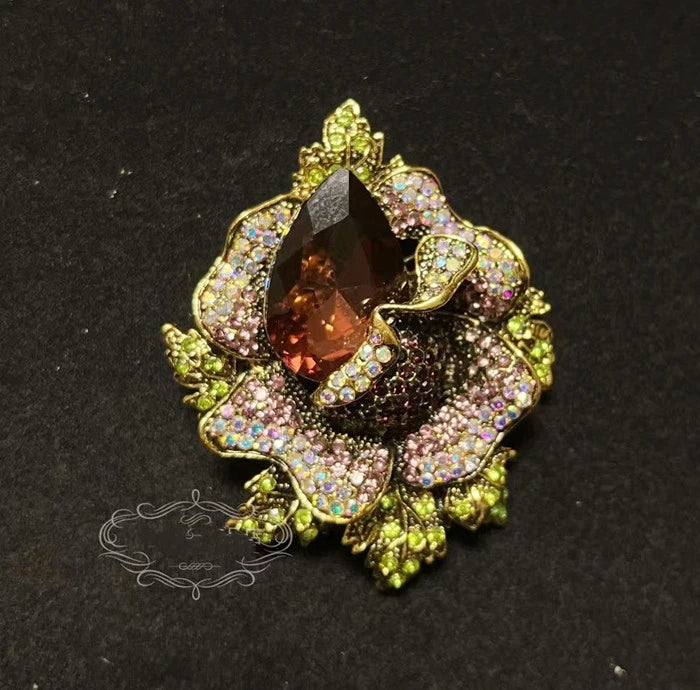 Brosche Katze Schmetterling Kristall Strass Barock Palast Tier Emaille Unisex