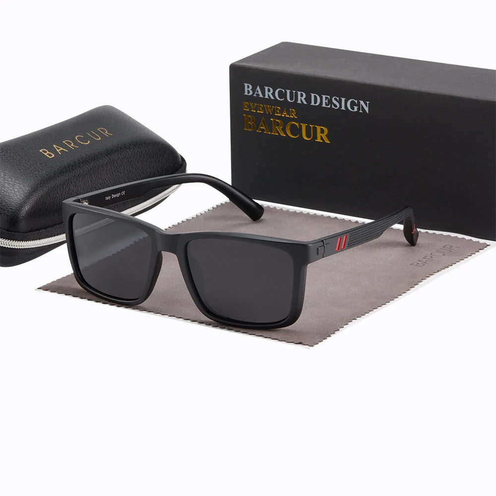 Sonnenbrille quadratisch UV400 polarisiert Fahren Herren Originaletui