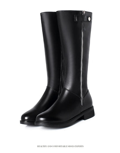 AIYUQI  Women Winter Boots 2025 New Genuine Leather Long Boots Women Big Size 41 42 43 Wool Warm Zipper Riding Boots Women