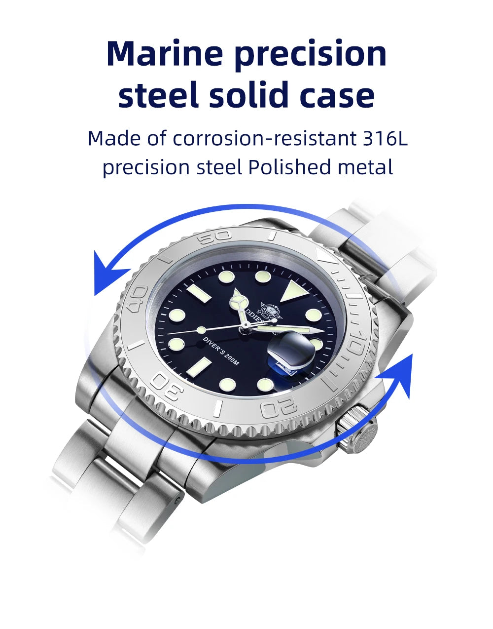 ADDIESDIVE 41mm reloj hombre Watch For Men 20Bar Diving 316L Stainless Steel Montre Homme BGW9 Super Luminous Quartz Watches