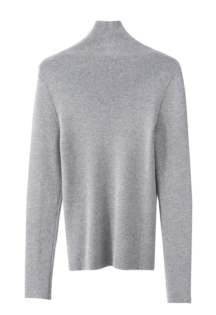 Damen-Rollkragenpullover Kaschmir-Wolle Slim Stickerei Winter