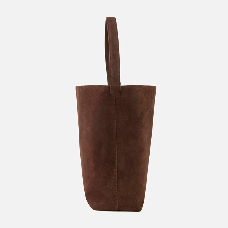 Damen Bucket-Tasche Aus Kaffee-Nubukleder | Schultertasche
