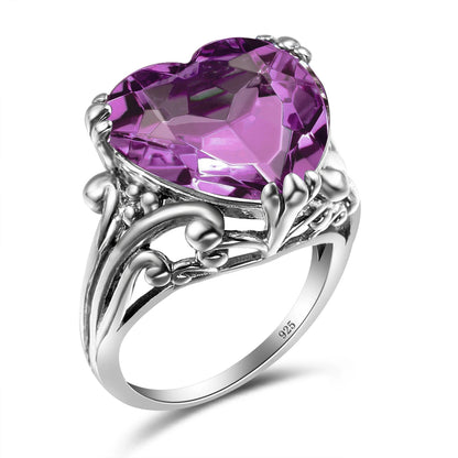 Damen-Ring aus 925-Silber mit Herzform und Mystic-Topas Regenbogenfarben für Alltag und festliche Anlässe