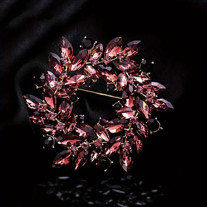 Brosche Girlande Kristall Strass Rund Luxus Boutique Corsage Damen