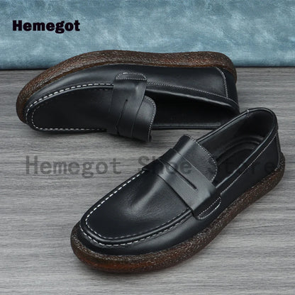 Black Genuine Leather Loafers Breathable and Durable Cowhide Shoes British Style Shoes Men Business and Casual Leather Shoes