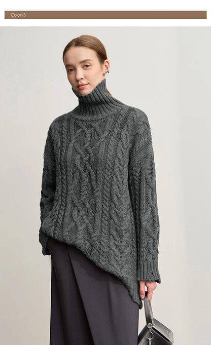 Damen-Rollkragenpullover Acryl locker warm Retro Winter