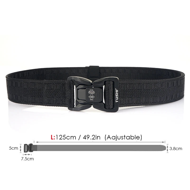 Herren-Taktischer Outdoor-Gürtel Mit Metall-Schnalle Und Schnellverschluss In Schwarz