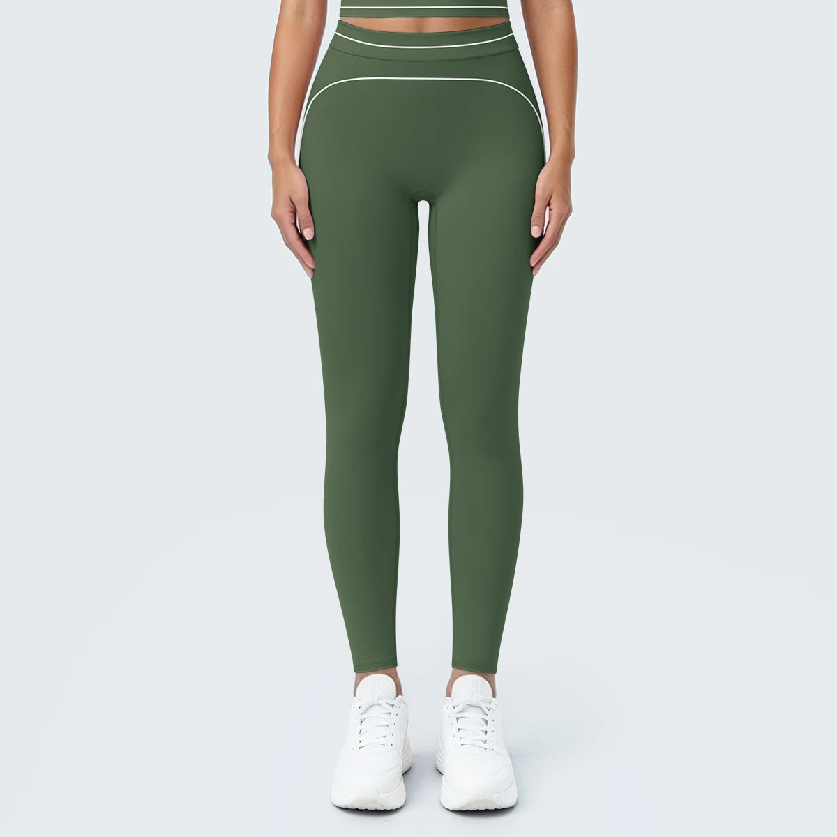 Nahtlose Yoga-Leggings, hochtailliert, dunkelgrün, eng anliegend