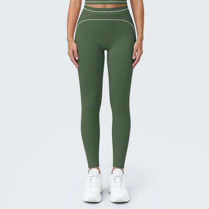 Nahtlose Yoga-Leggings, hochtailliert, dunkelgrün, eng anliegend