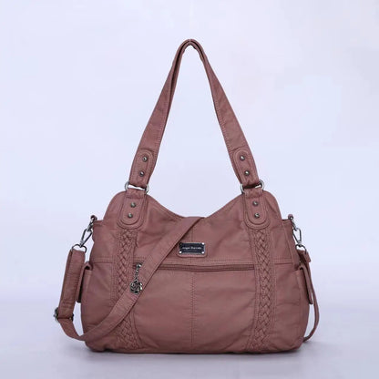 Damen-Schultertasche Aus PU-Leder Mit Reißverschluss Und Innenfächern Großes Stauraumvolumen