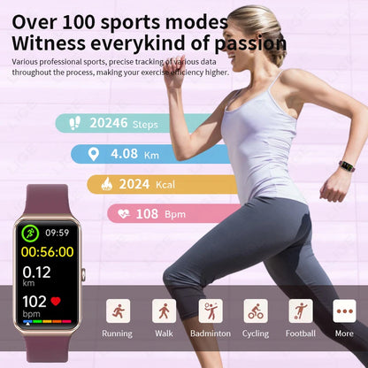 LIGE 1,47-Zoll-HD-Bildschirm-Smartwatch für Männer und Frauen, wasserdicht, Fitness, Sportarmband, Herzfrequenz-Thermometer, Smartwatch, 2025, Neu
