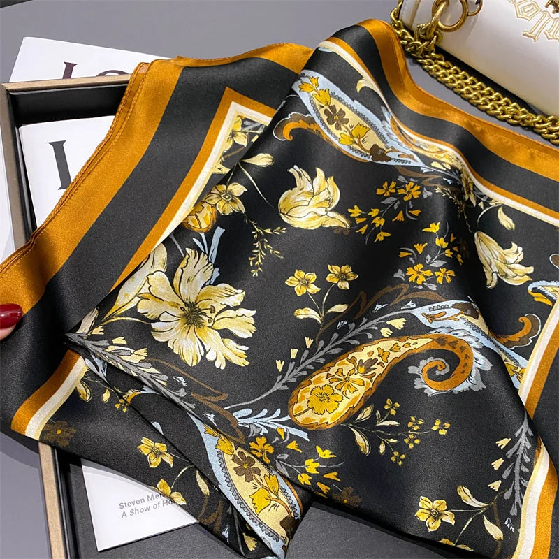 Damen Seidenschal quadratisch 70cm Halstuch Bandana Hijab Pashmina G