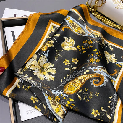 Damen Seidenschal quadratisch 70cm Halstuch Bandana Hijab Pashmina G