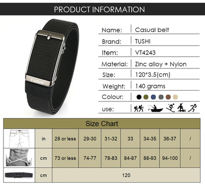 Unisex-Gürtel aus Nylon mit elastischer Passform und Automatischer Metallschnalle