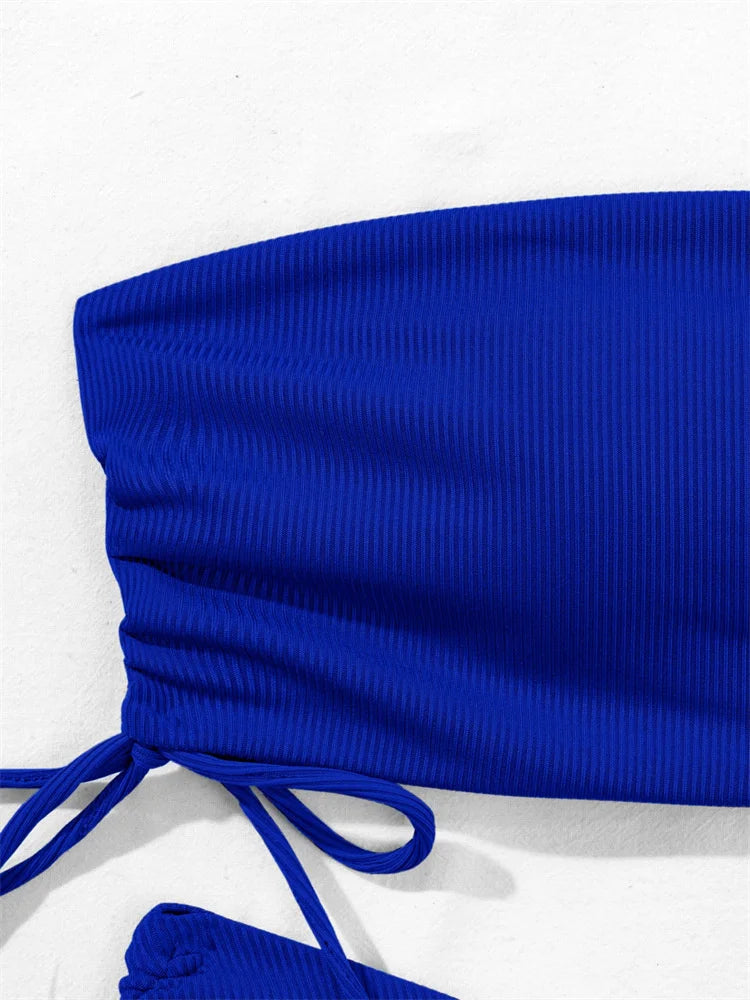 Gestreifter Sexy Bikini für Damen – Zweiteiliges Badeanzug-Set für Strand und Pool