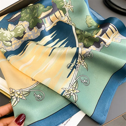 Damen Seidenschal quadratisch 70cm Halstuch Bandana Hijab Pashmina H