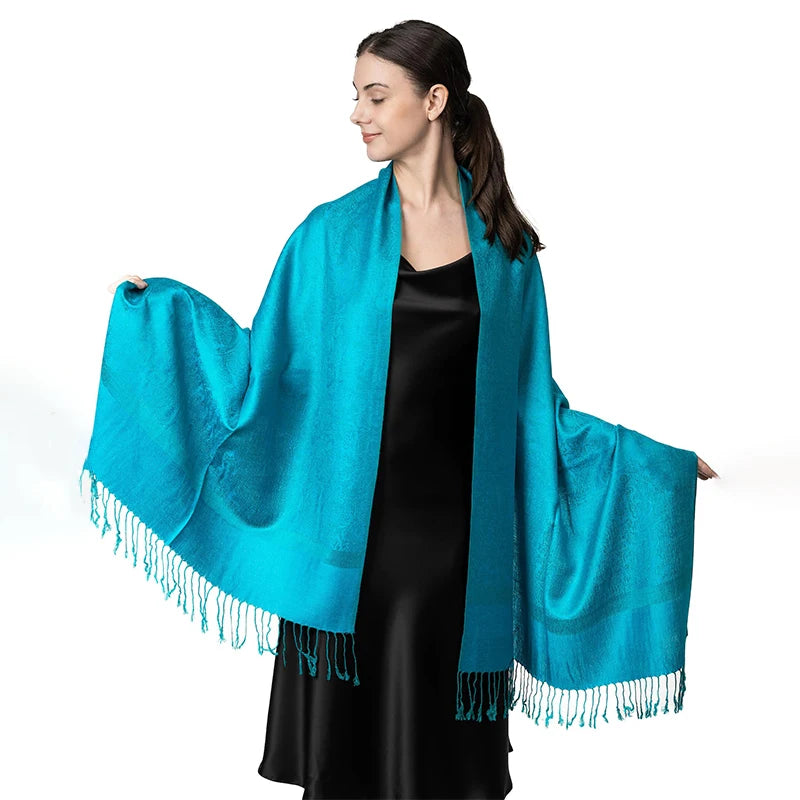 Damen Jacquard Schal ethnisch Kaschmir dick weich Halstuch Bandana Outdoor