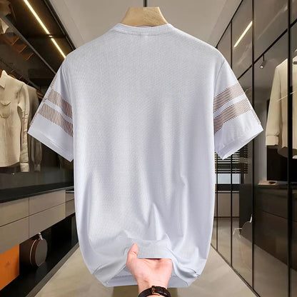 Herren T-Shirt aus Seide mit kurzen Ärmeln für lässige Sommermode