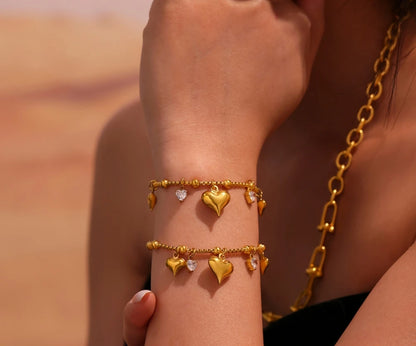 Damen-Armband mit Herz-Zirkonia aus Edelstahl