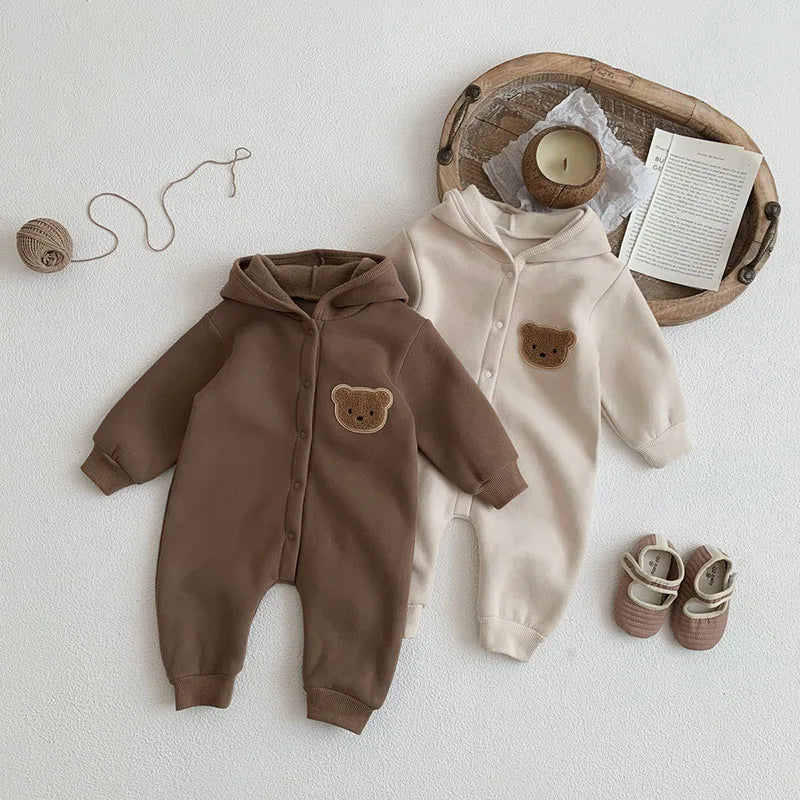 Kleinkind Overall mit Kapuze im Bären-Design für Neugeborene und Babys