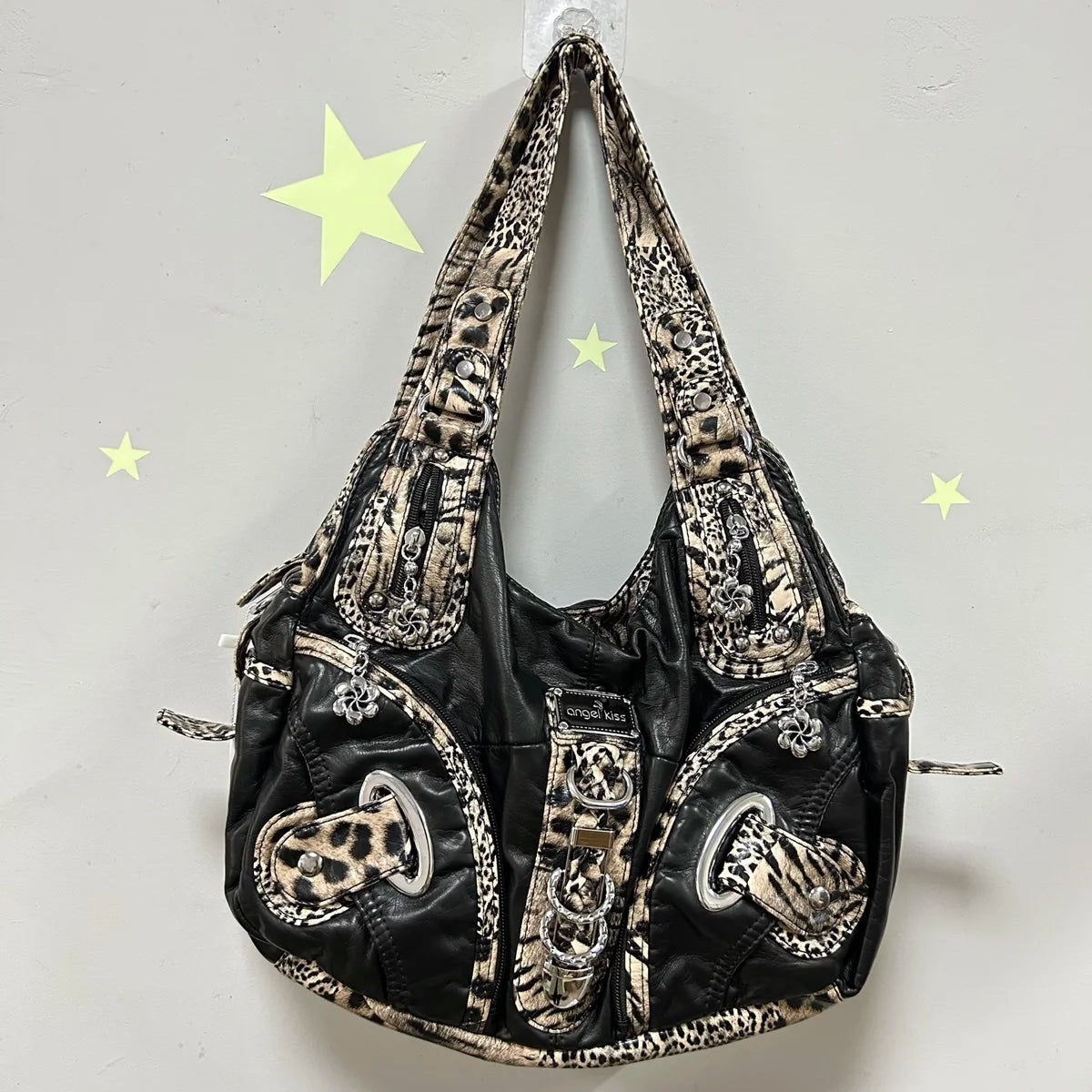 Damen-Hobo-Tasche Leopardenmuster großes Fassungsvermögen mit abnehmbarem Schultergurt