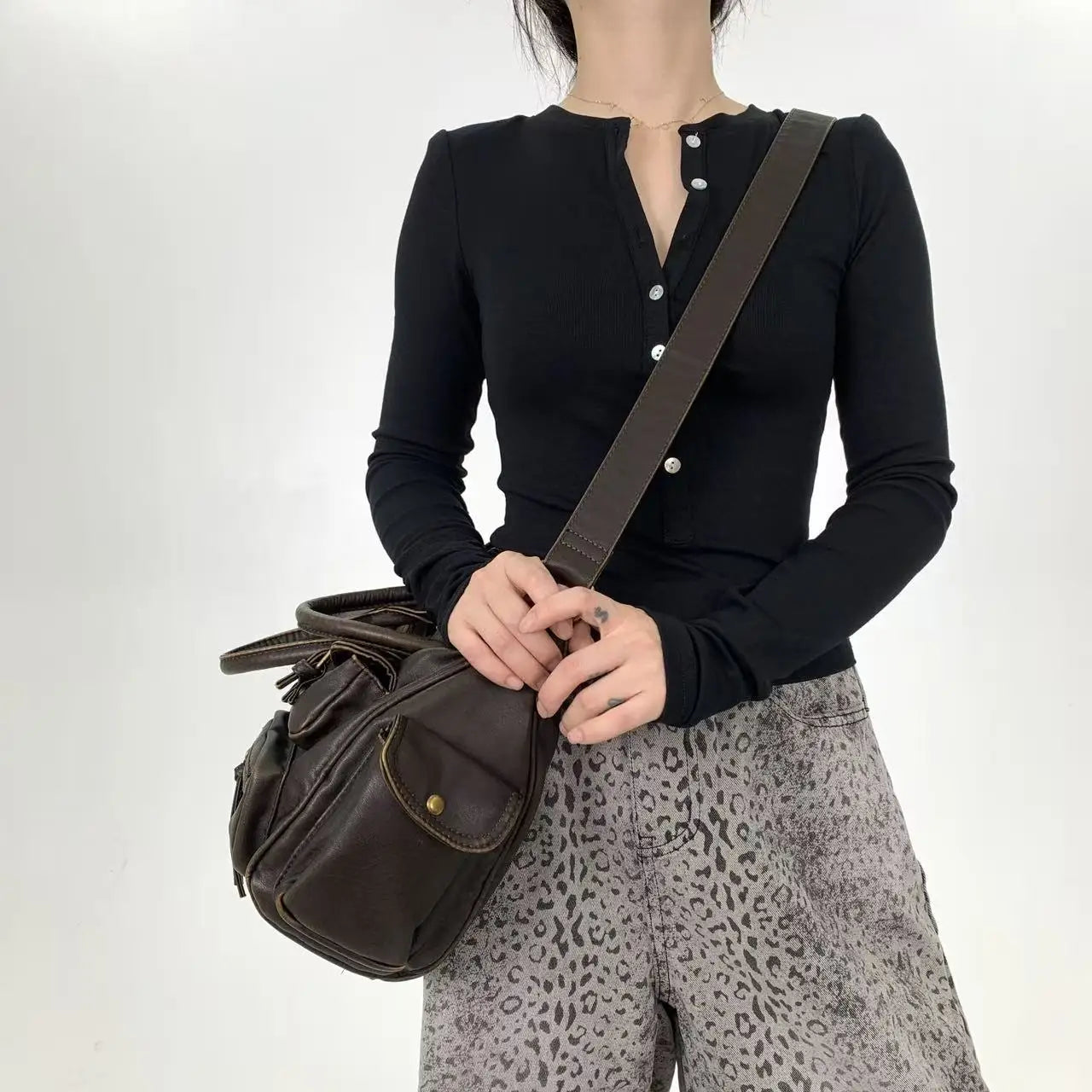 Damen-Handtasche Top-Handle aus PU-Leder mit Tassel-Design und Mehrfachfächern für Abendtaschen geeignet