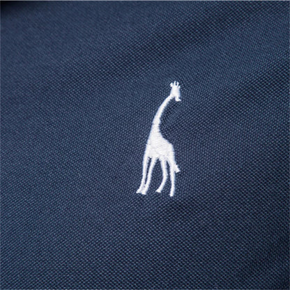 Premium Herren Polo Shirt Feuchteregulierend Mit Giraffenstickerei