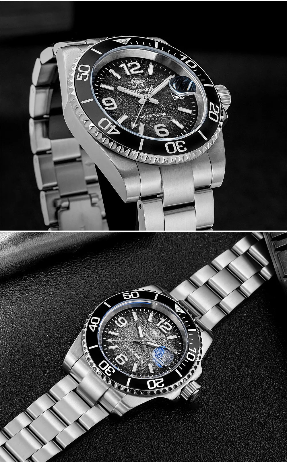 Herren-Taucheruhr 41 mm mit BGW9-Leuchtzeigern und 20 Bar