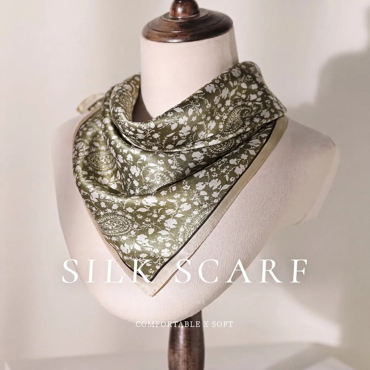 Damen Seidenschal klein quadratisch Haarband Kopftuch Halstuch Bandana
