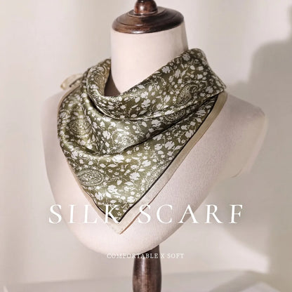 Damen Seidenschal klein quadratisch Haarband Kopftuch Halstuch Bandana