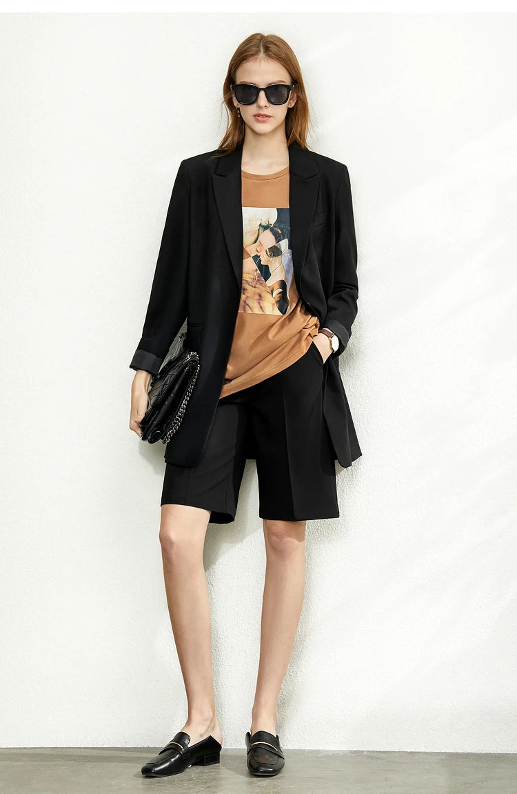 Damen T-Shirt im minimalistischen Sommer-Stil mit lässigem Patchwork-Design