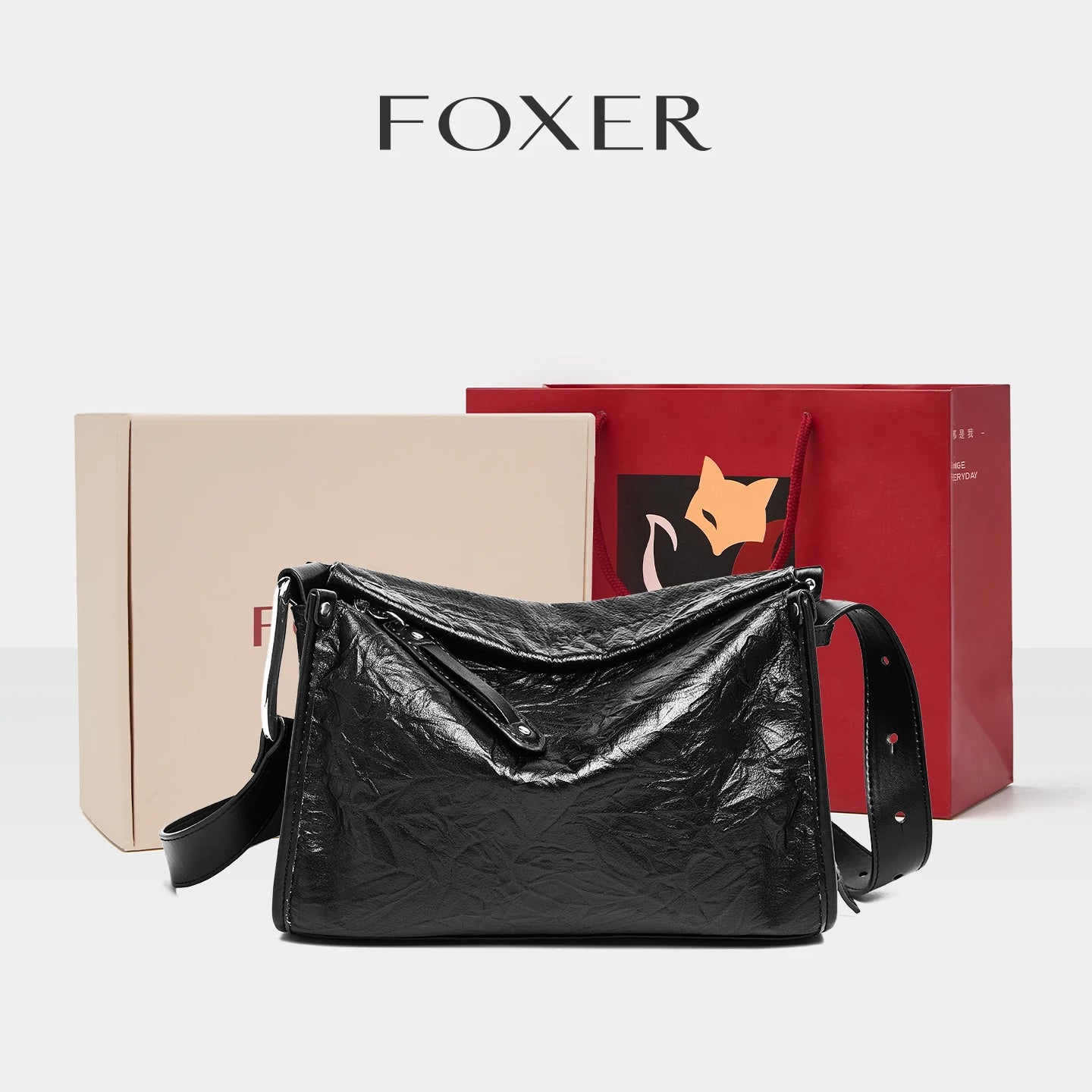 Damen Schulter Tasche aus echtem Leder im Boston Bag Design