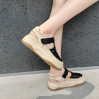 AIYUQI 2025, neue frauen turnschuhe schuhe Sommer dicken sohlen hohl frauen sandalen Große-größe casual schwein käfig weibliche schuhe