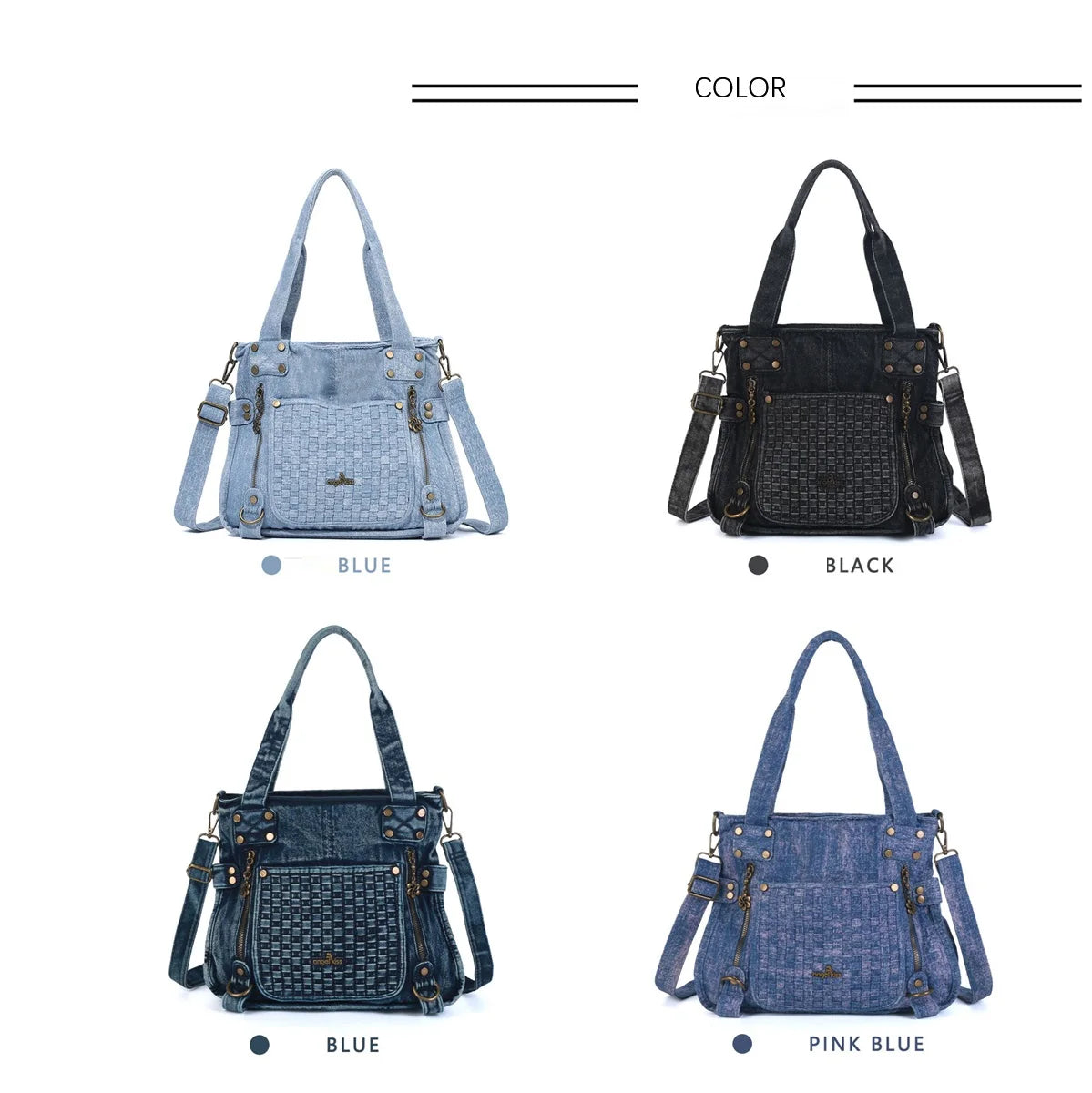 Damen-Schultertasche Denim Großes Fassungsvermögen Ideal für Alltag und Reisen unterwegs