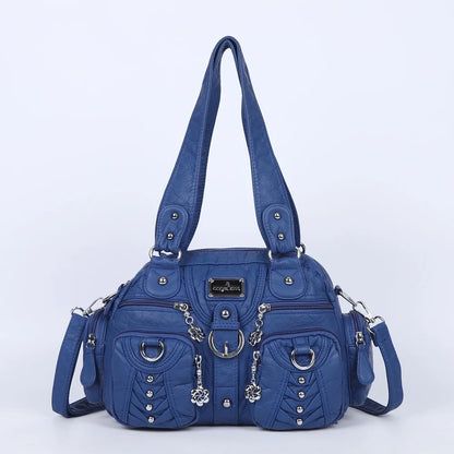 Damen-Satchel-Handtasche aus PU-Leder mit Reißverschluss und viel Stauraum für Alltag und Freizeit