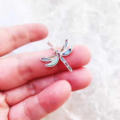 Damen-Charm-Anhänger bunte Libelle Böhmen aus Sterlingsilber