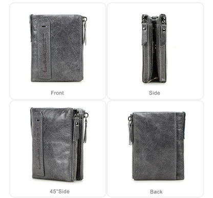 Herren Echtleder Geldbörse Reißverschluss Kartenhalter Luxus Designer Geldclip