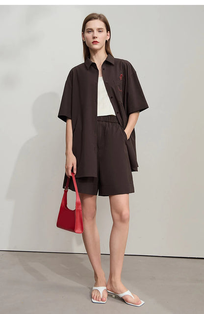 Damen Shorts im minimalistischen Stil mit elastischem Bund und weitem Bein