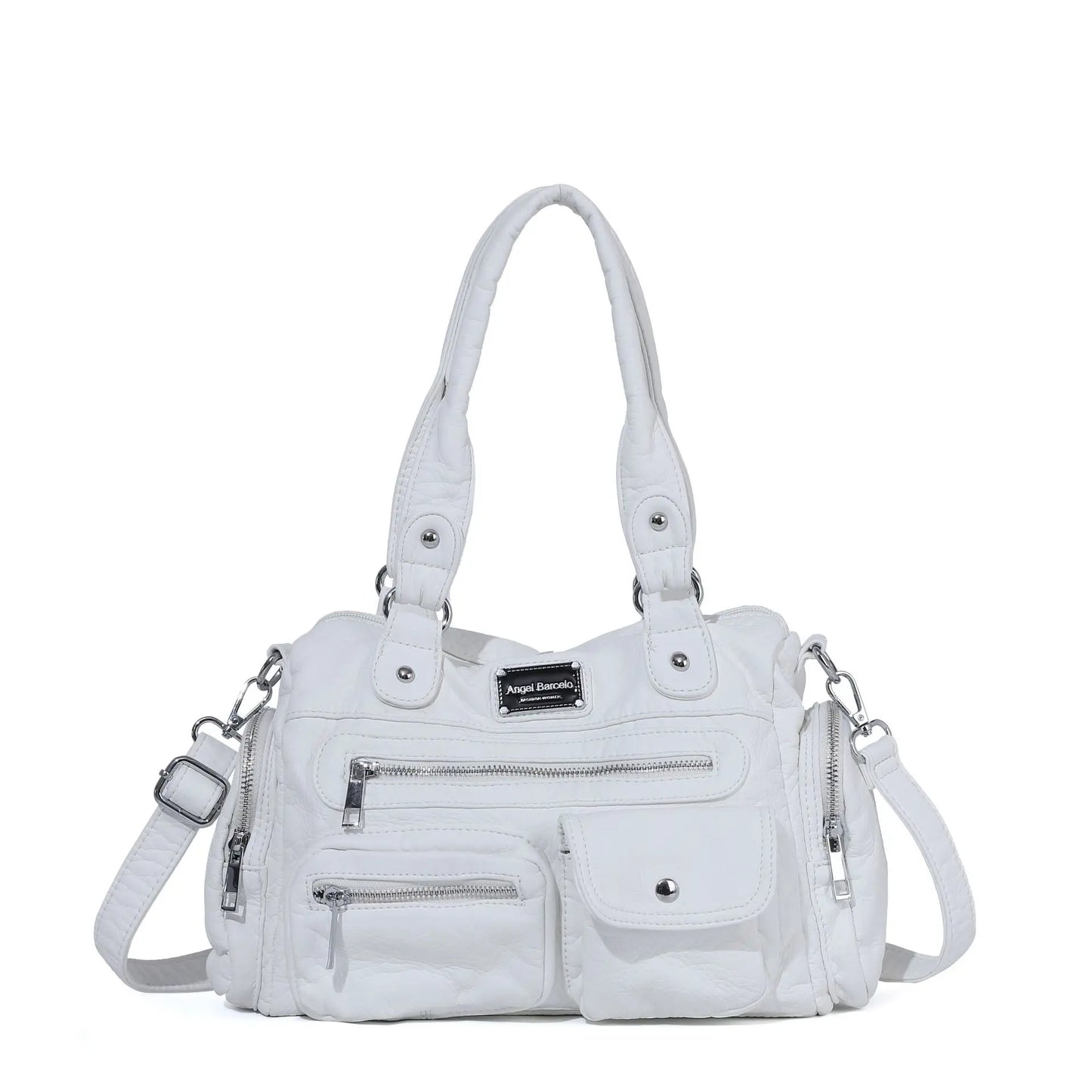 Damen-Satchel-Tasche Vintage-Schwarz Großes Fassungsvermögen Mit Abnehmbarem Tragegurt