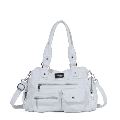 Damen-Satchel-Tasche Vintage-Schwarz Großes Fassungsvermögen Mit Abnehmbarem Tragegurt