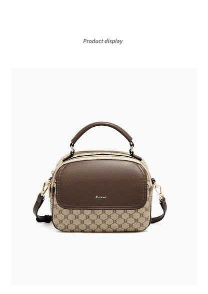 Damen-Schultertasche aus PVC-Leder mit Vintage-Optik und verstellbarem Schulterriemen für Alltag und Büro