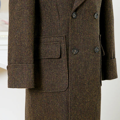 Herren Tweed Mantel im Business Style mit gesprenkeltem Muster und Zweireiher