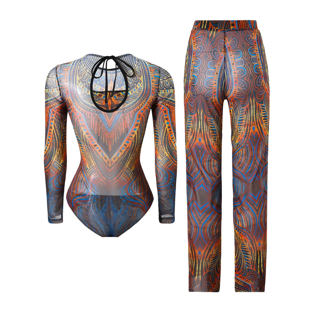 Damen-Hose mit Blumenmuster