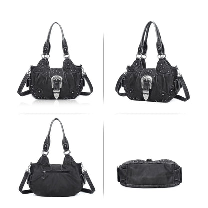 Damen-Handtasche aus Kunstleder Top-Griff mit Mehrfachfächern und Smartphonefach Alltag und Freizeit